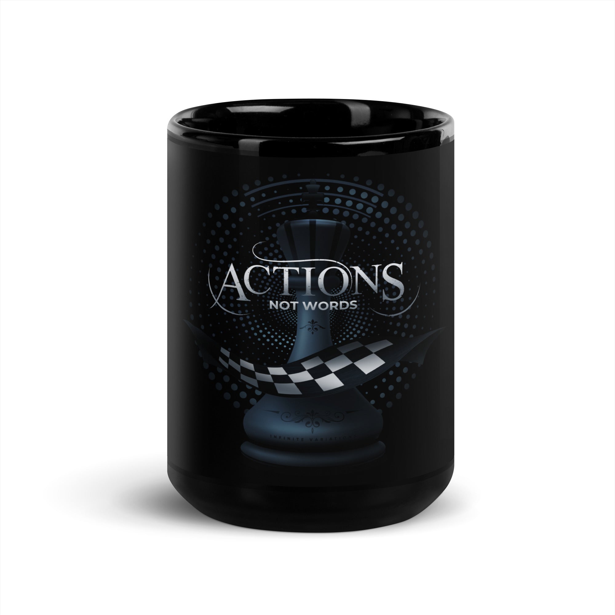 Actions Not Words - Black Glossy Mug
