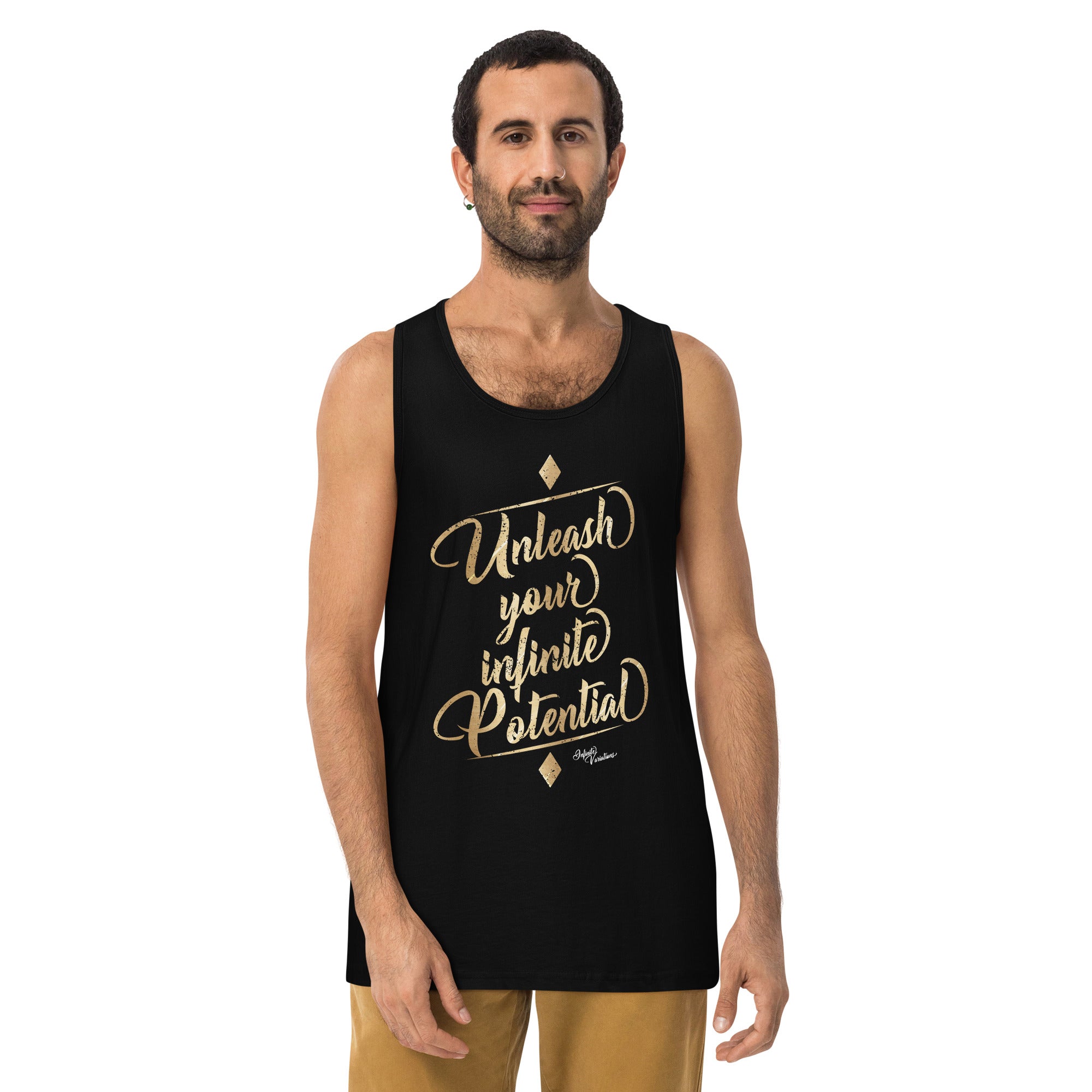 Unleash Your Infinite Potential - Gold - Men’s premium tank top