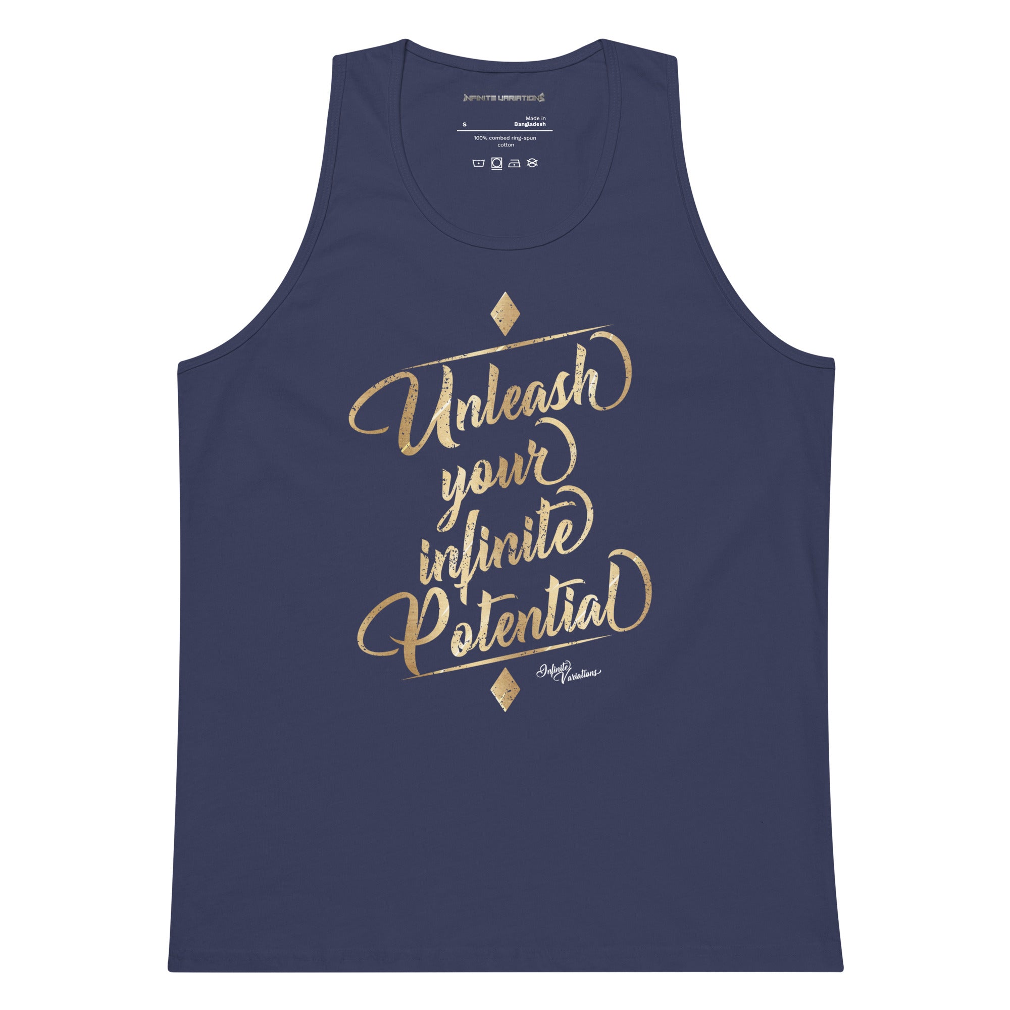 Unleash Your Infinite Potential - Gold - Men’s premium tank top