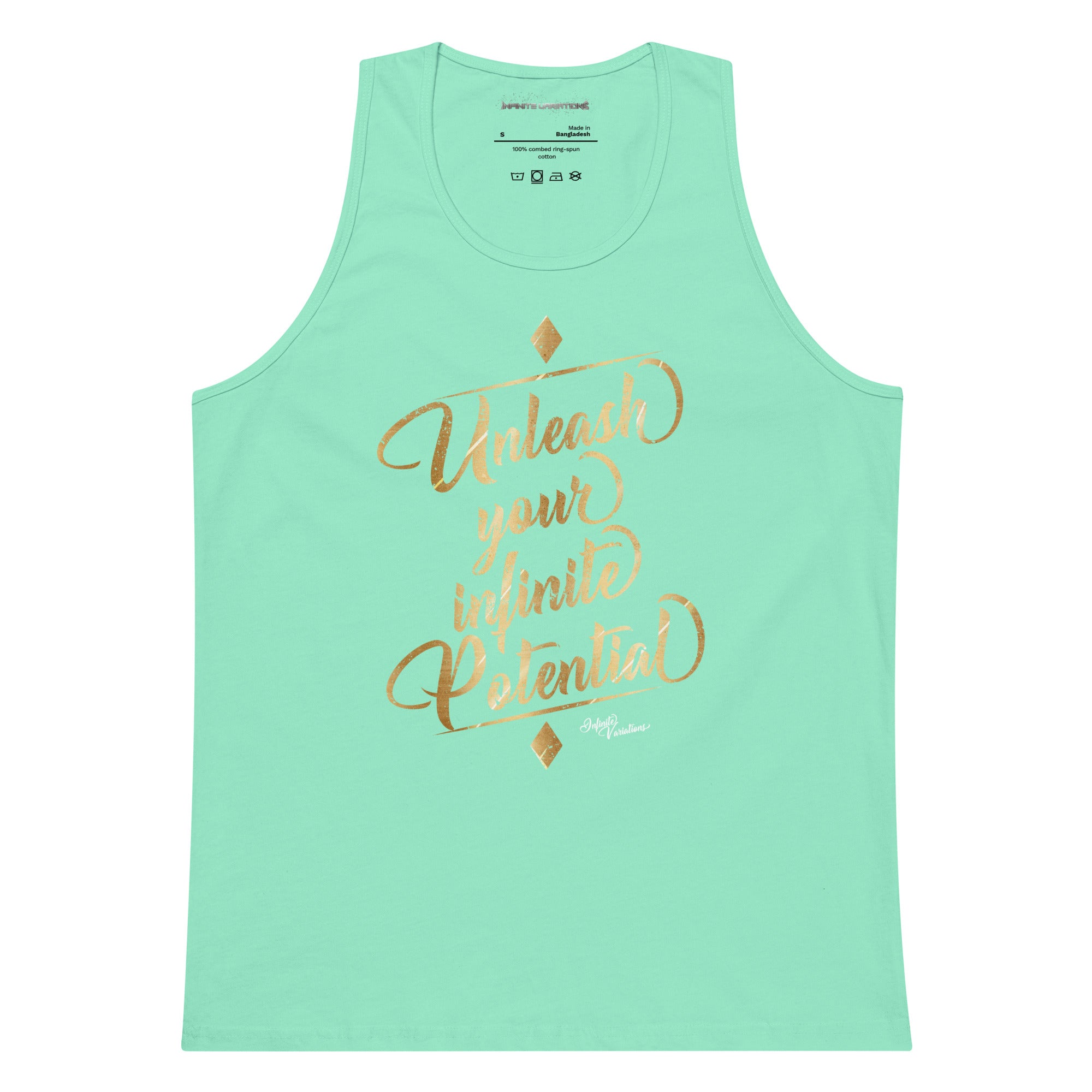 Unleash Your Infinite Potential - Gold - Men’s premium tank top