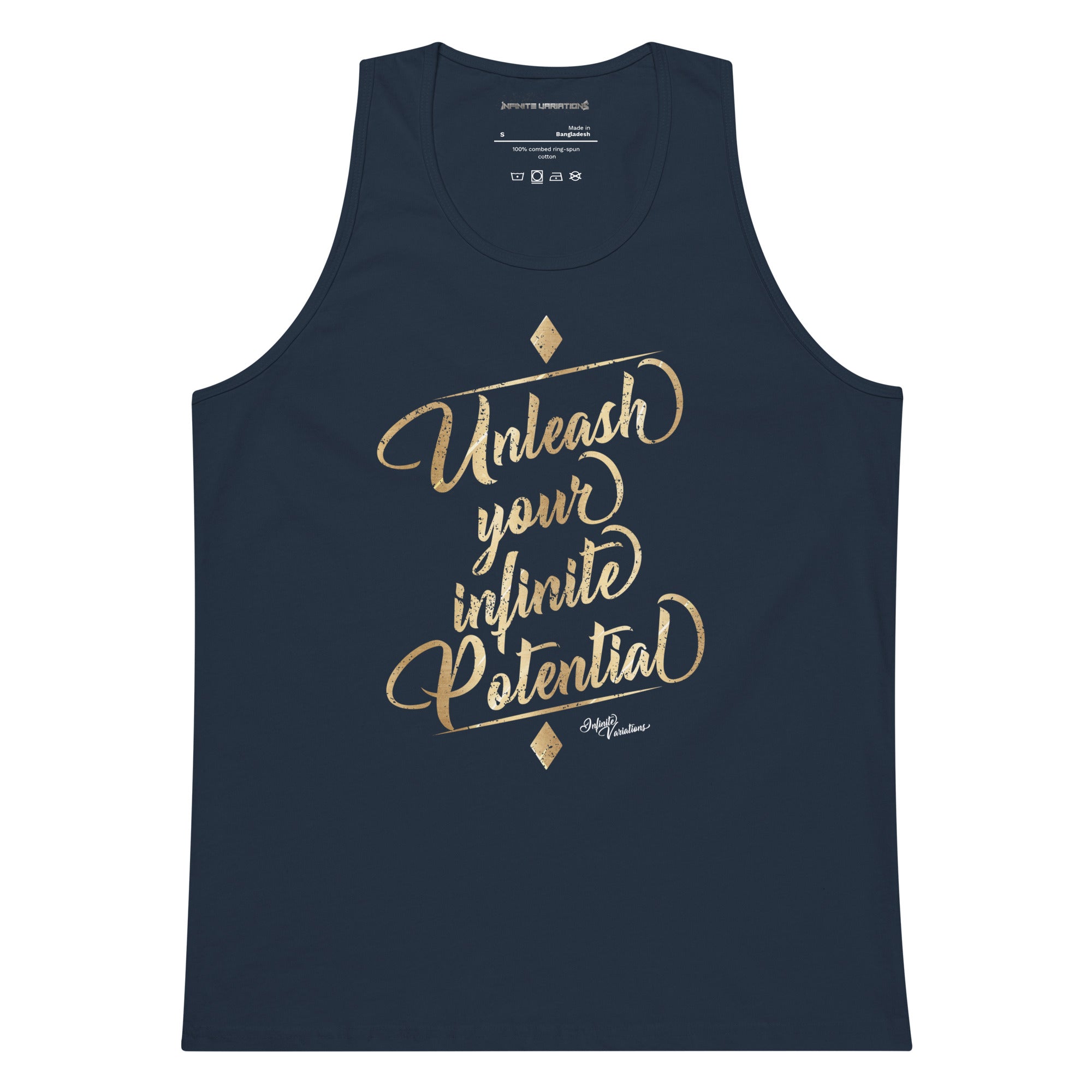 Unleash Your Infinite Potential - Gold - Men’s premium tank top