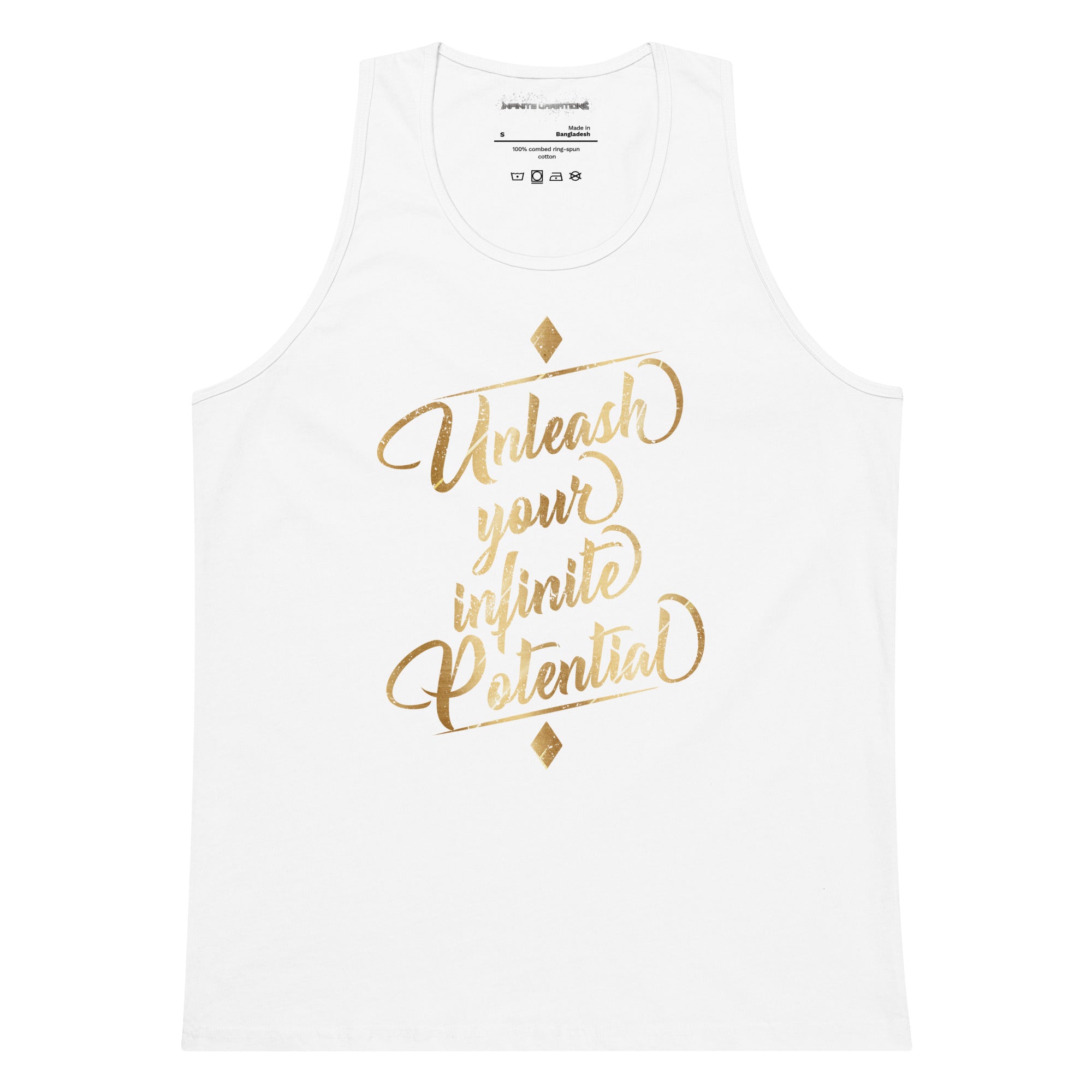 Unleash Your Infinite Potential - Gold - Men’s premium tank top
