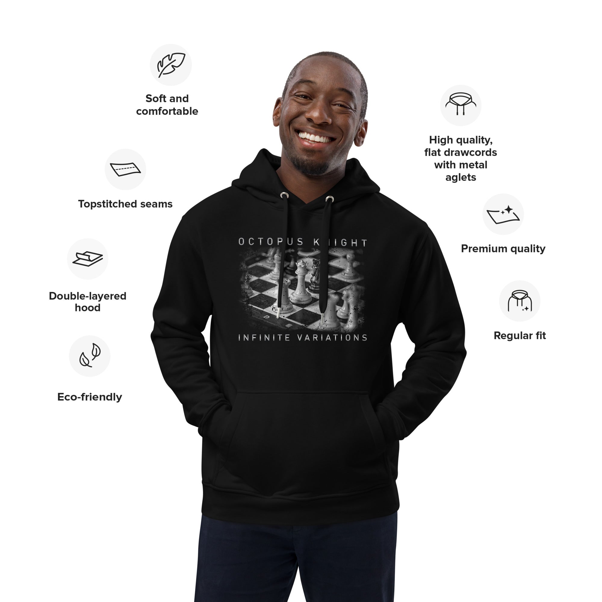 Infinite Variations - Octopus Knight - Classical Design Distressed - Premium eco hoodie