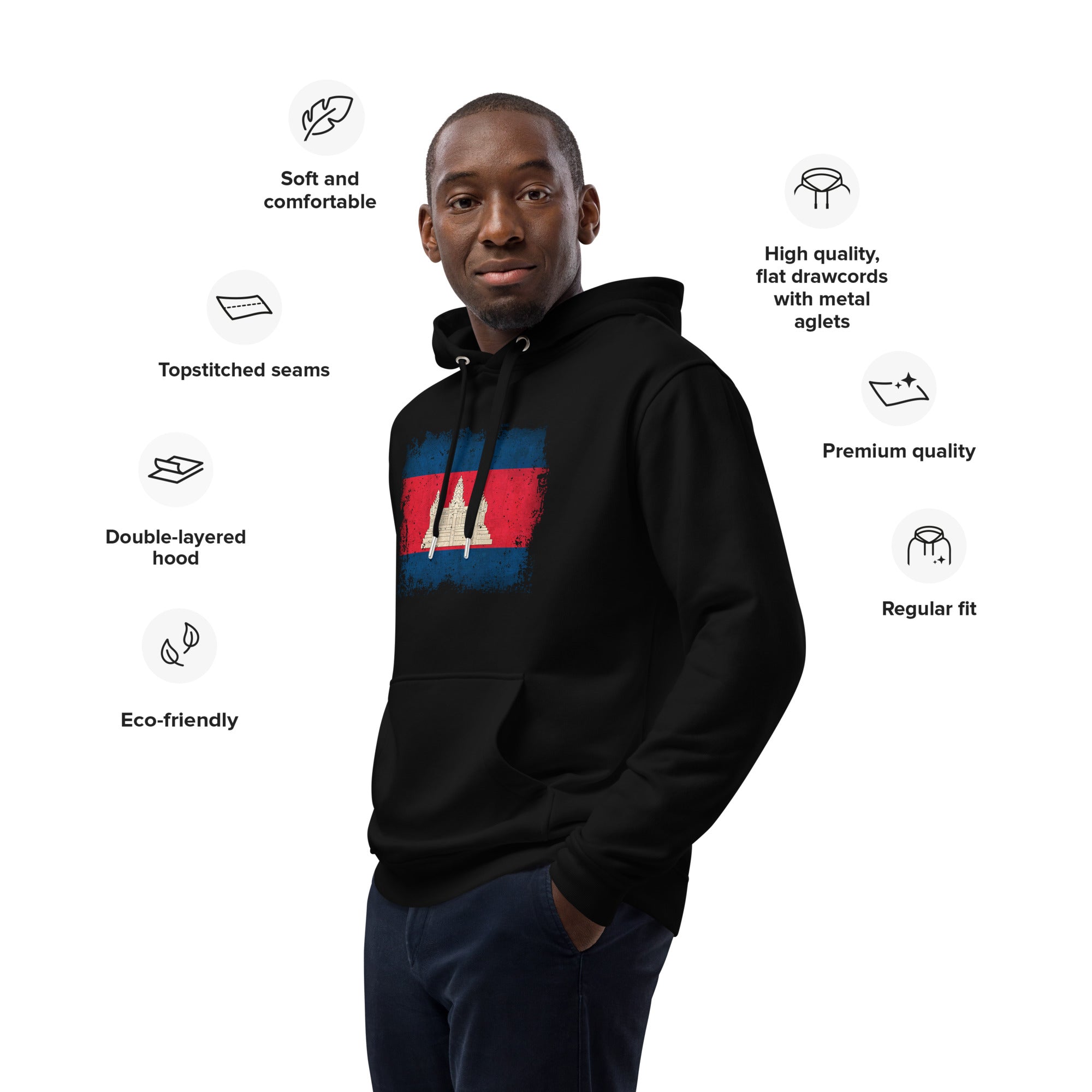 Cambodia Distressed - Premium eco hoodie