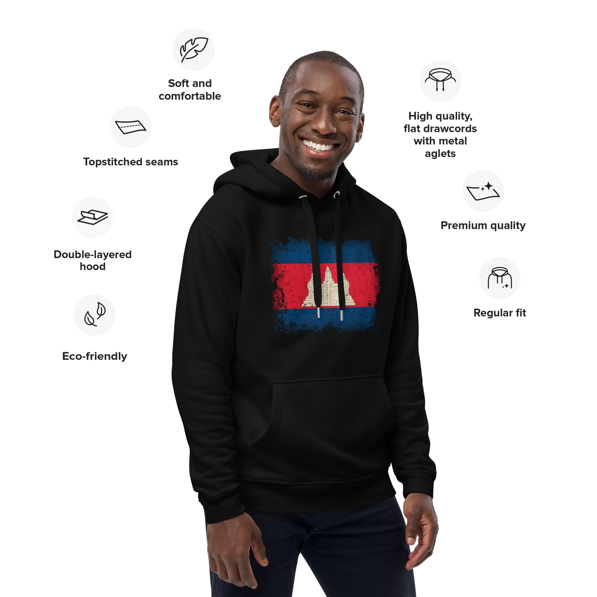 Cambodia Distressed - Premium eco hoodie