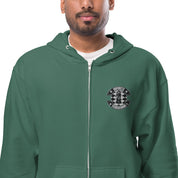 Infinite Variations - Embroidered Logo Front/Octopus Knight Design Back - Unisex fleece zip up hoodie
