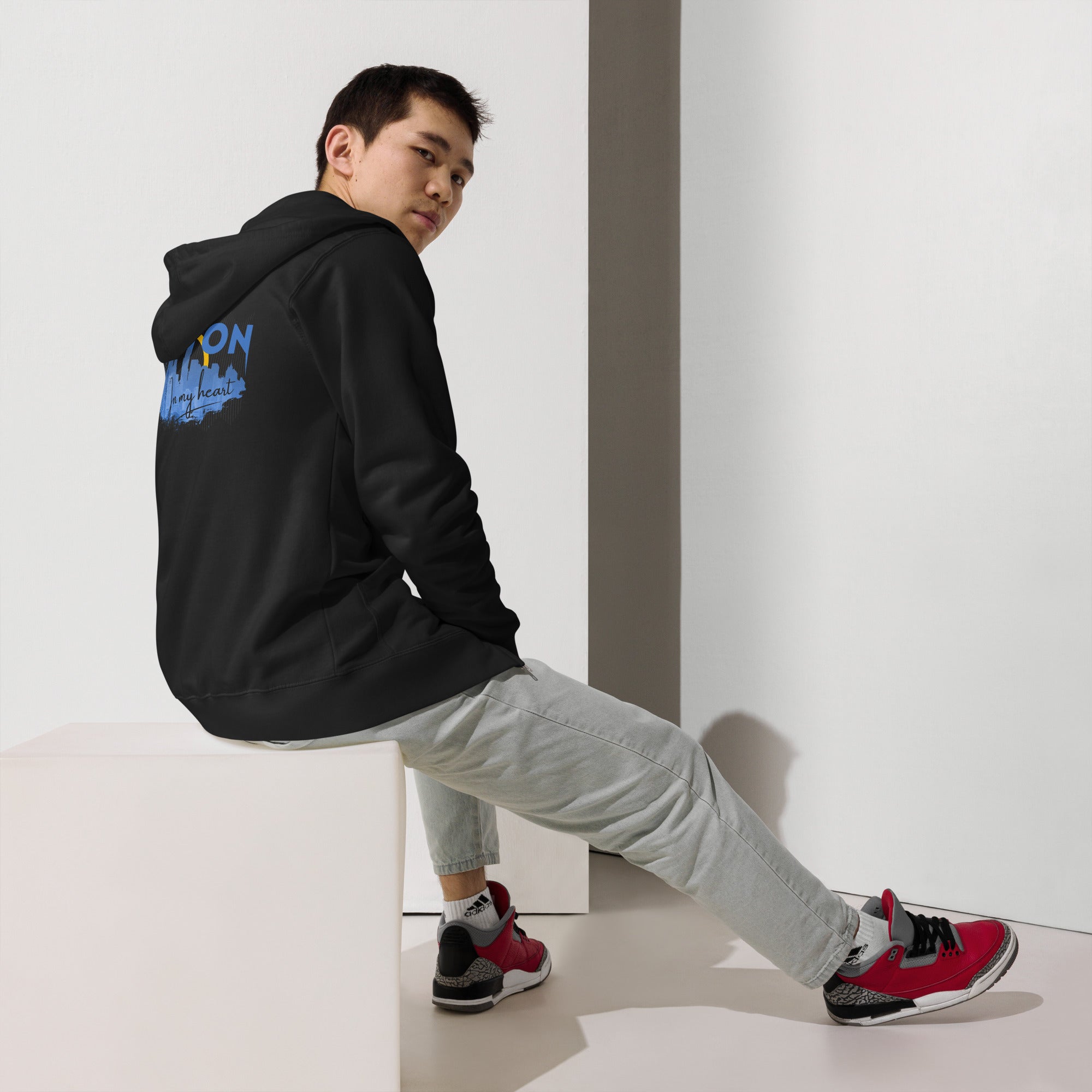 Boston Design - Unisex fleece zip up hoodie
