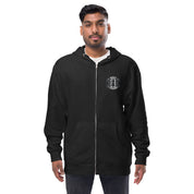 Infinite Variations - Embroidered Logo Front/Octopus Knight Design Back - Unisex fleece zip up hoodie