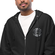 Infinite Variations - Embroidered Logo Front/Octopus Knight Design Back - Unisex fleece zip up hoodie