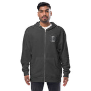 Infinite Variations - Embroidered Logo Front/Octopus Knight Design Back - Unisex fleece zip up hoodie