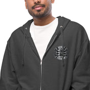 Infinite Variations - Embroidered Logo Front/Octopus Knight Design Back - Unisex fleece zip up hoodie