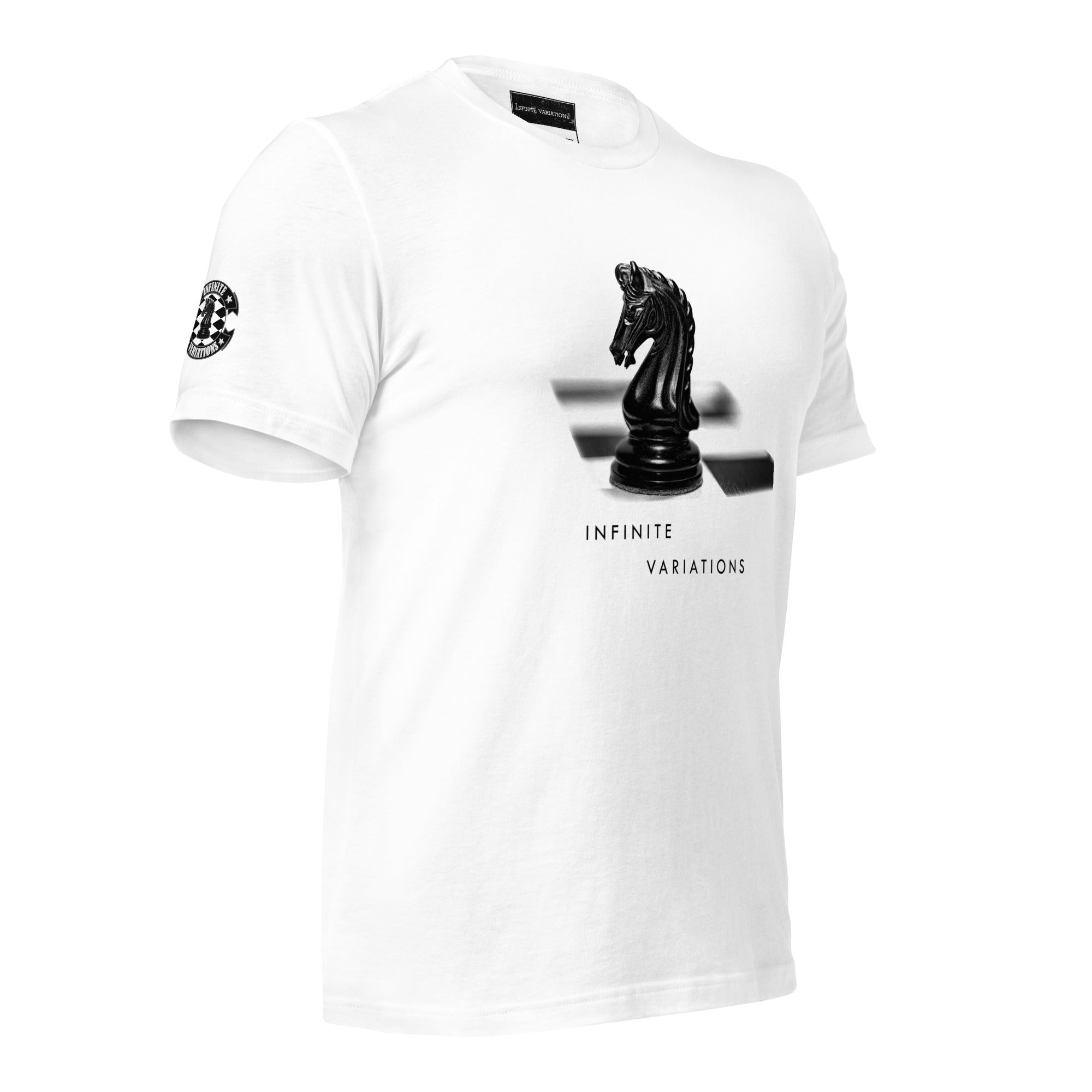 The Black Knight on White II - Logo Right Sleeve - Unisex t-shirt